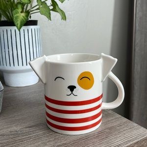 Parker Lane Dog Figural Mug Coffee Cup Striped Red Stoneware Animal Lover